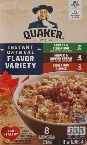 Quaker Quaker Instant Oatmeal, 4 Flavor Variety Pack, 1.51oz Packets (8 Pack)
