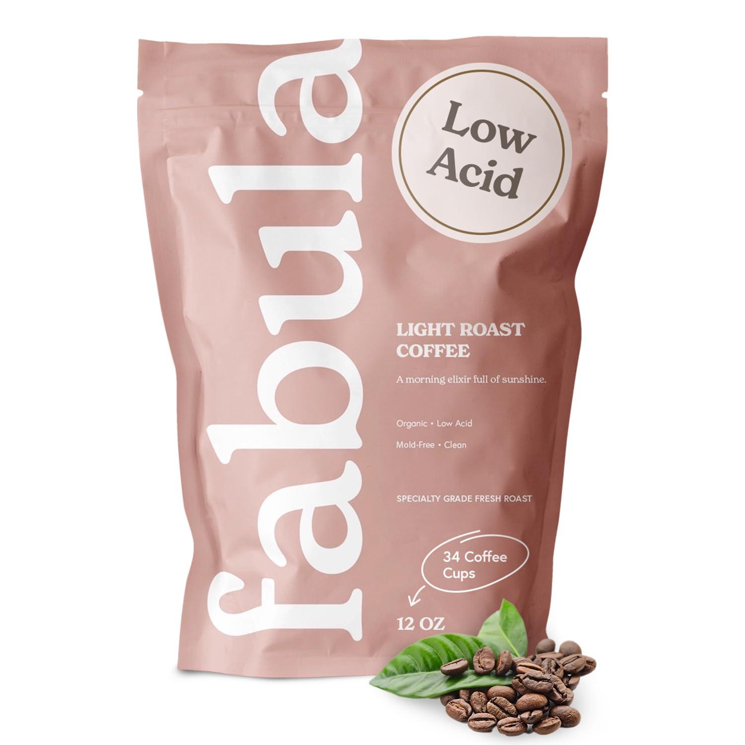 Fabula Fabula Coffee Light Roast Whole Beans - Organic - Low Acid - Single Origin - Non-GMO - Mold Free - 12 Ounces