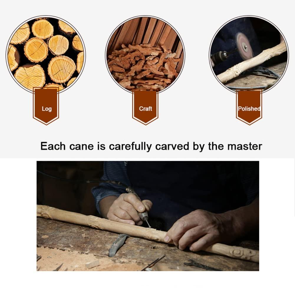 HEBEHO Wooden Quad Walking Cane for Senior, One-Piece Walking Stick, Wood Walking Stick for Men and Women with Four-Legged Base, with Wrist Rope (Size : 90cm/35.4in)