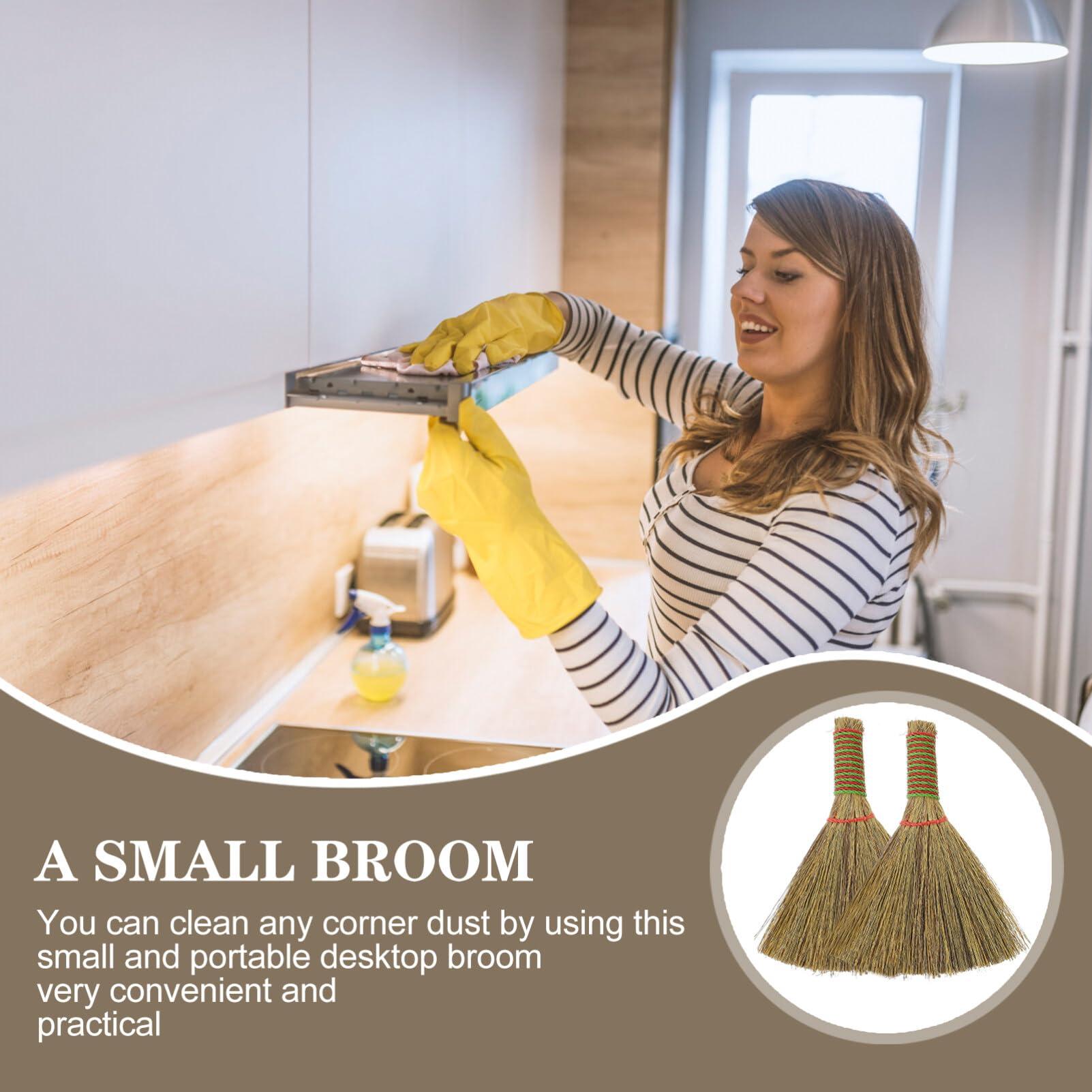 PACKOVE PACKOVE 2pcs Kitchen Cleaning Broom Car Diffuser Handle Broomstick Sweeping Broom Chinese Broom Short Handle Broom Small Whisk Broom Garden Broom Child Miscanthus Cleaning Sweep Portable