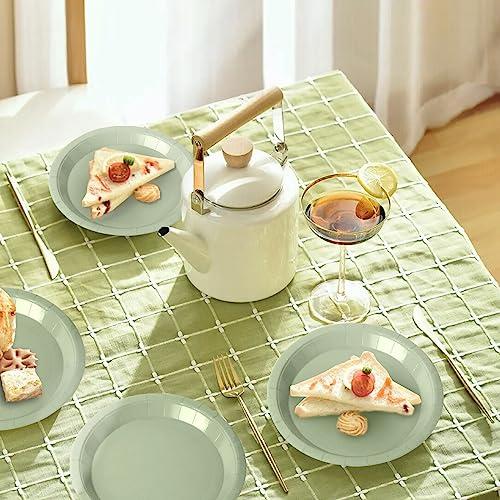 Purhapfre Sage Paper Plates Sage Green Paper Plates and Napkins Party Supplies Sage Green Disposable Plates for Bridal Shower,Baby Shower, Birthday,Serves 50
