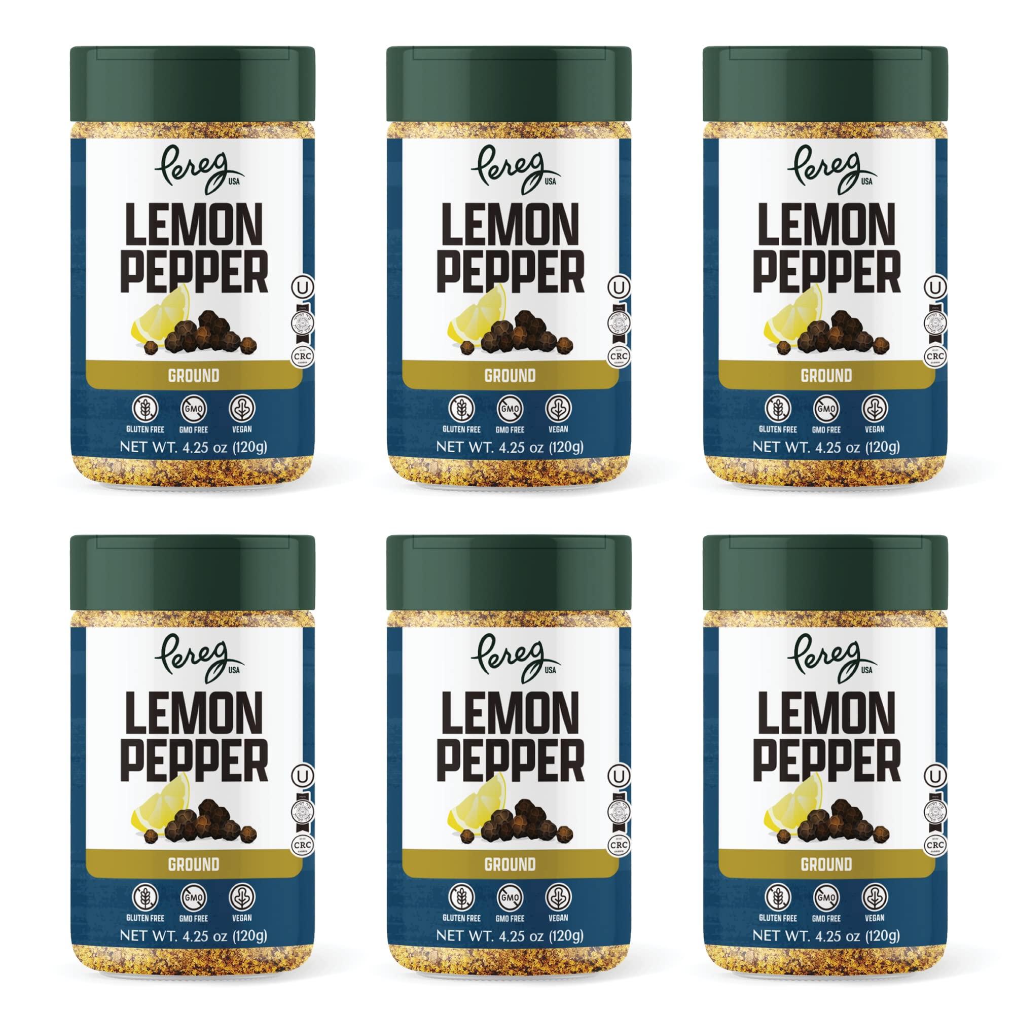 Pereg Pereg Lemon Pepper Seasoning with Garlic & Onions (4.25 oz x 6 Pack) - Made with Lemon Peel - Zesty & Bold Flavor Spice - Non-GMO, Kosher, Gluten-Free