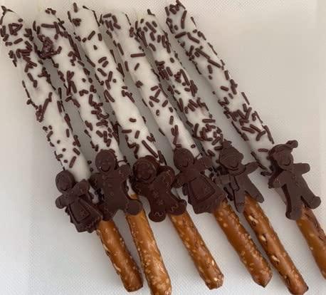 Ronita's bakery LLC Christmas theme chocolate covered pretzel Rods 12 Piece, Ronita's Bakery
