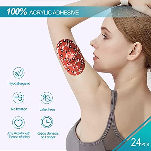 lurexes Adhesive Patches for Abbott Freestyle Libre and for Medtronic Guardian Sensor Waterproof and Sweatproof CGM Sensor Patches Continuous Glucose Monitor Protection Cover for 10-14 Days (24 Pack, Oval)