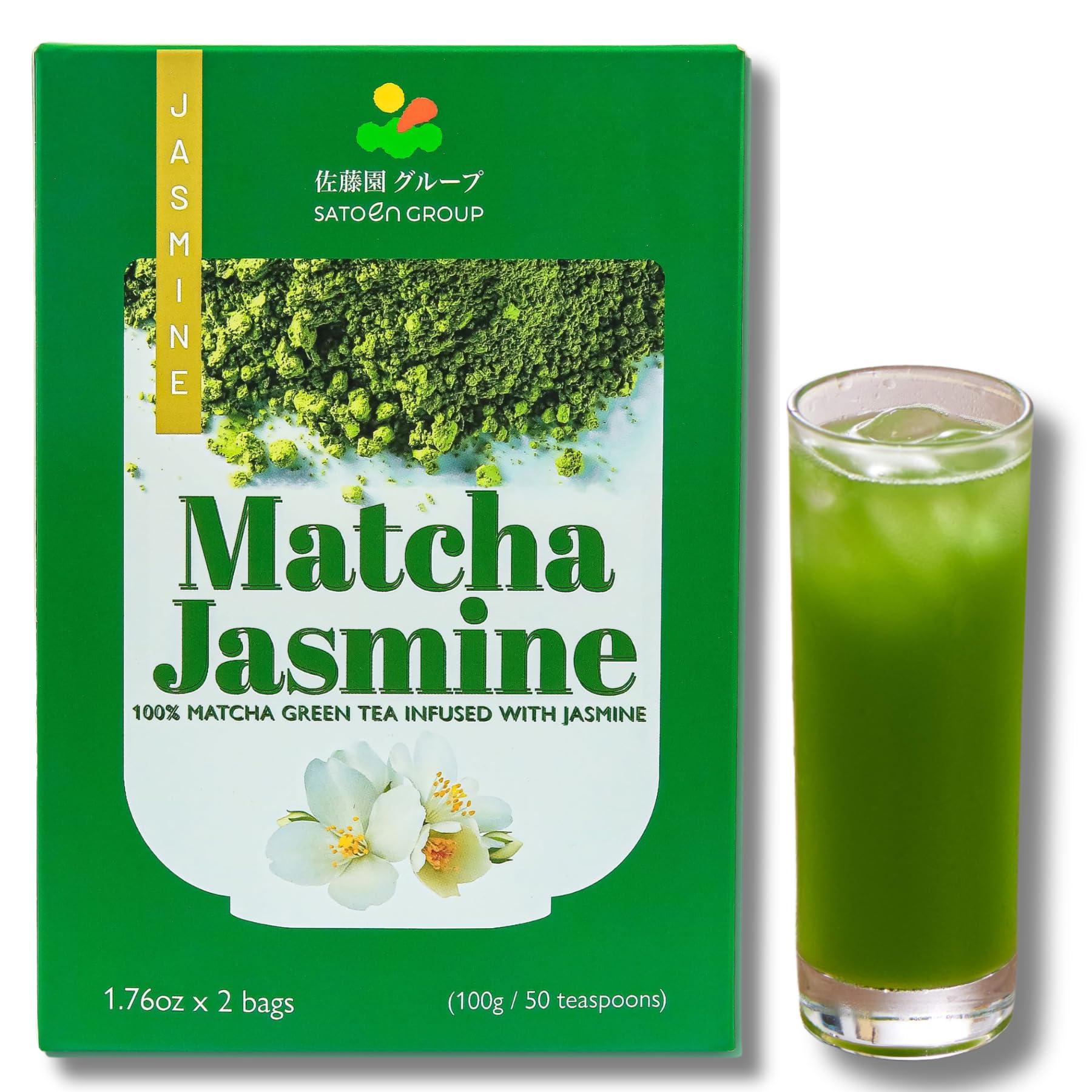 SATOEN GROUP Satoen Jasmine Ceremonial Grade Matcha Powder - Matcha Ceremonial Grade Green Tea Powder from Spring First Harvest with Jasmine Flavor - Ideal for Matcha Tea, Iced Tea, Ice Lattes - Japanese Tea Maker - 3.52 oz (100g) - Pack of 2 bags