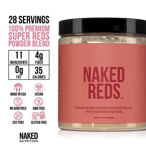 Naked Nutrition Naked Reds Superfood Powder - Healthy, Energizing Polyphenol Fruit Powder Mix, No Fillers, Nothing Artificial, Vegan, Non-GMO, Gluten Free - 28 Servings