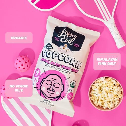 Lesserevil LesserEvil Himalayan Pink Salt Organic Popcorn, No Artificial Ingredients, Coconut Oil, Pack of 12, 0.88 oz Bags