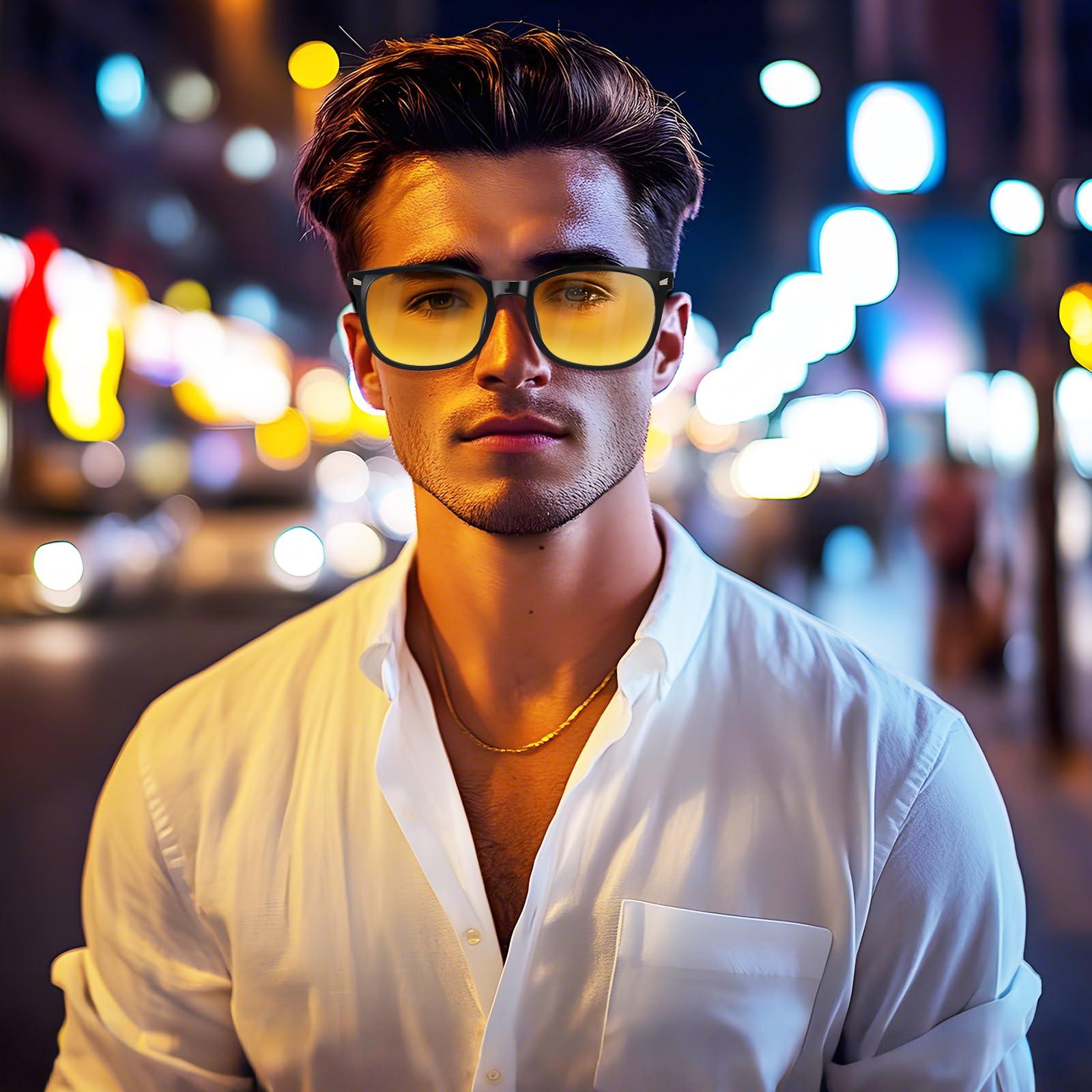 WINTOO WINTOO Night Driving UV Glare Glasses, Blue Light Blocking Glasses, Anti Glare Glasses, Night Driving Glasses for Men, Blue Light Glasses for Woman, Blue Light Glasses, Blue Light Glasses Men