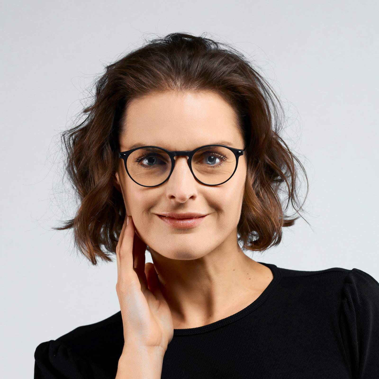 NOOZ NOOZ Optics Anti Blue Light Glasses - Lightweight Glasses Without Correction for Women & Men with Compact Case Cruz Round