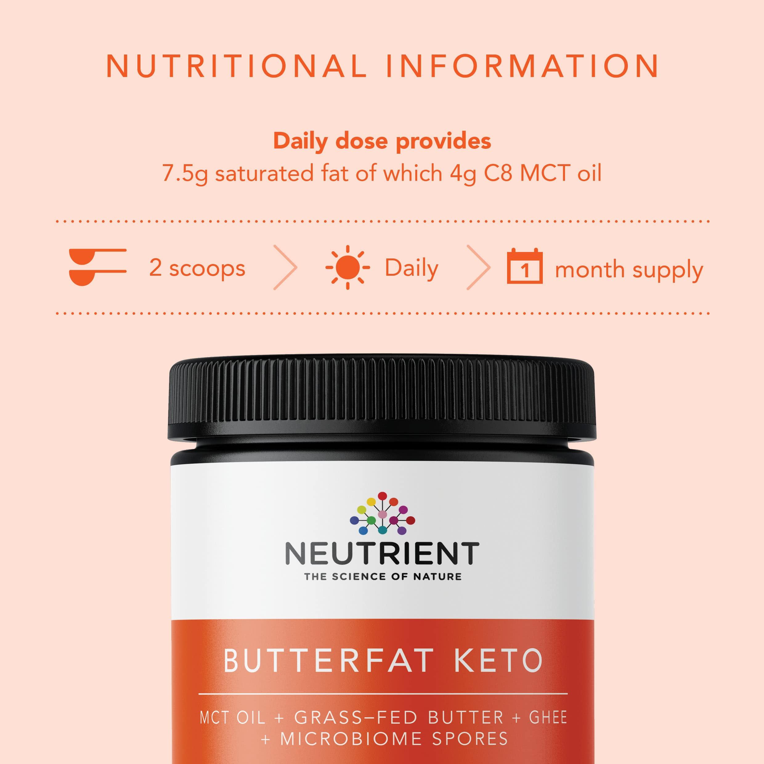 Neutrient The Science of Nature Neutrient Butterfat Keto MCT Oil Powder | with Coconut Sourced MCT Oil & Ghee with Grass Fed Butter | Delicious Morning Keto Coffee Creamer for Ketosis Support | Fuel for Body & Brain