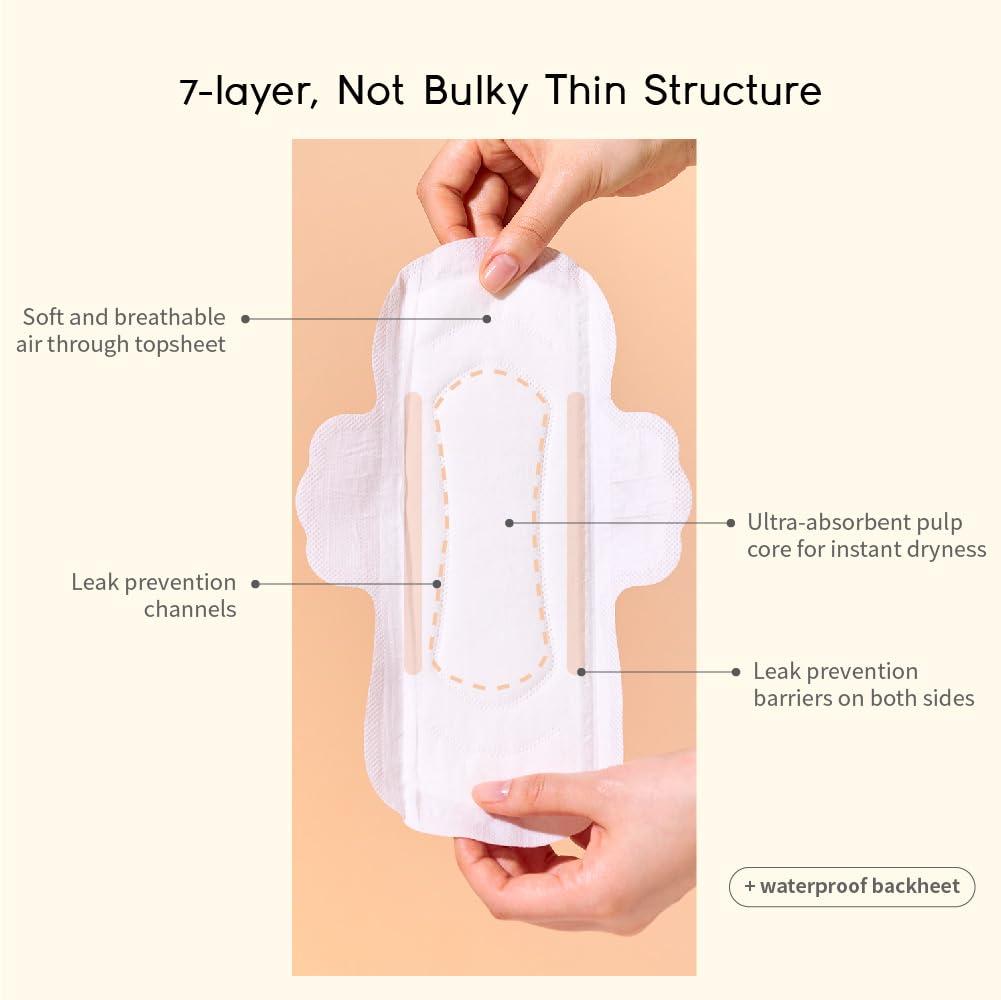 H.A.C PLUS Hyye Ultra Thin Daily Sanitary Pads with Wings, High Absorbency, Air flow Cotton Soft Touch Cover for Sensitive Skin, Unscented, Made in Korea (Regular, 16 Count)