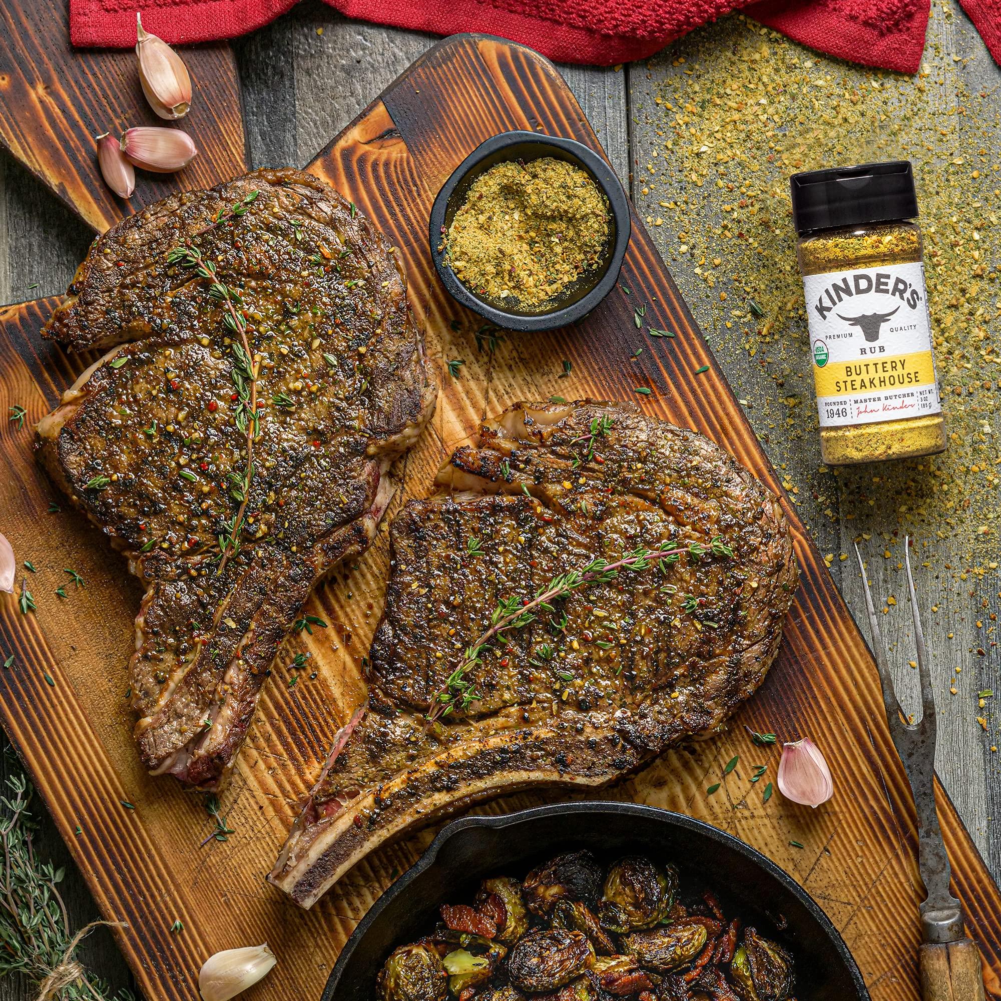 KINDER'S Kinder\'s Organic Buttery Steakhouse Rub, Premium Quality Seasoning, MSG Free, USDA Certified Organic, 3 oz (2 Pack)