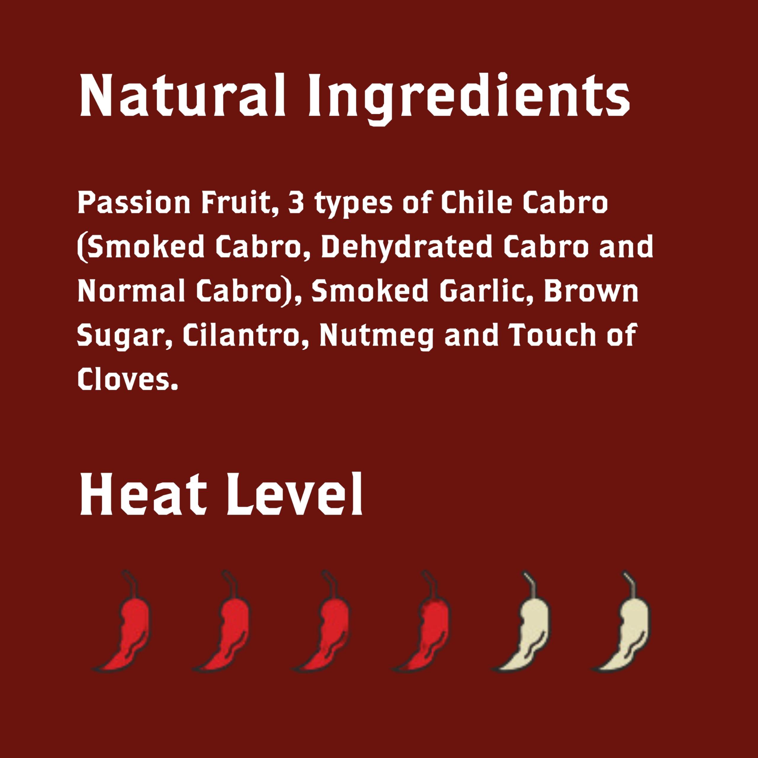 Chile Lengua de Fuego Passiflora Fire Hot Sauce - Exotic Passion Fruit and Triple Scotch Bonnet Blend with Smoked Garlic and Spices