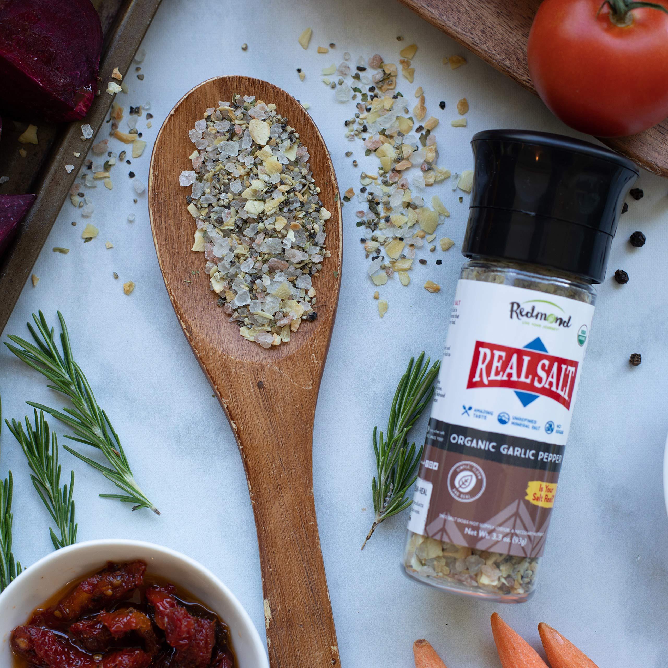 REDMOND Redmond Real Sea Salt - Natural Unrefined Organic Gluten Free, Garlic Pepper Grinder