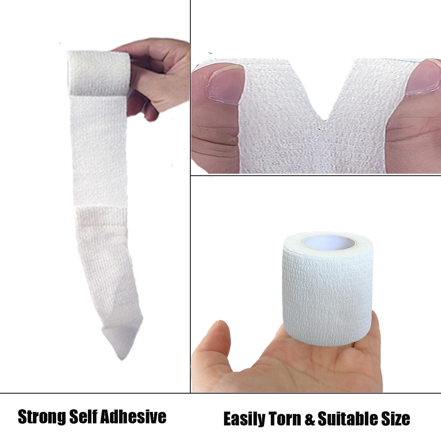 Baisunt Baisunt 6 Pack 2 Inches Cohesive Bandage Self Adhesive Wrap Elastic Self Adherent Vet Wrap Breathable Self Stick Tape for Wrist, Ankle, Sports, Tatoo Wrap(5 Yards, White)