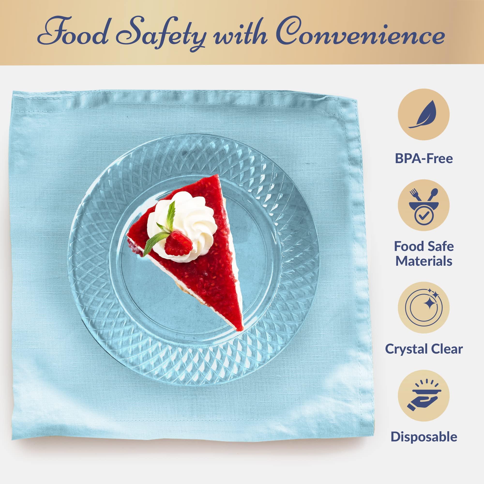 Reli. Reli. 110 Pcs Plastic Dessert Plates, Disposable (6 inch, Clear)| Small Plates for Party, Heavy Duty | Hard Plastic Dessert Platter for Cake, Wedding, Birthday, Salad/Appetizer (6\")