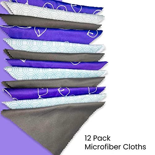 Optigear Optigear Microfiber Lens Cleaning Cloth Kit | 12 Pack | 3 Styles | Purple Glasses | Gray Swirls | Gray