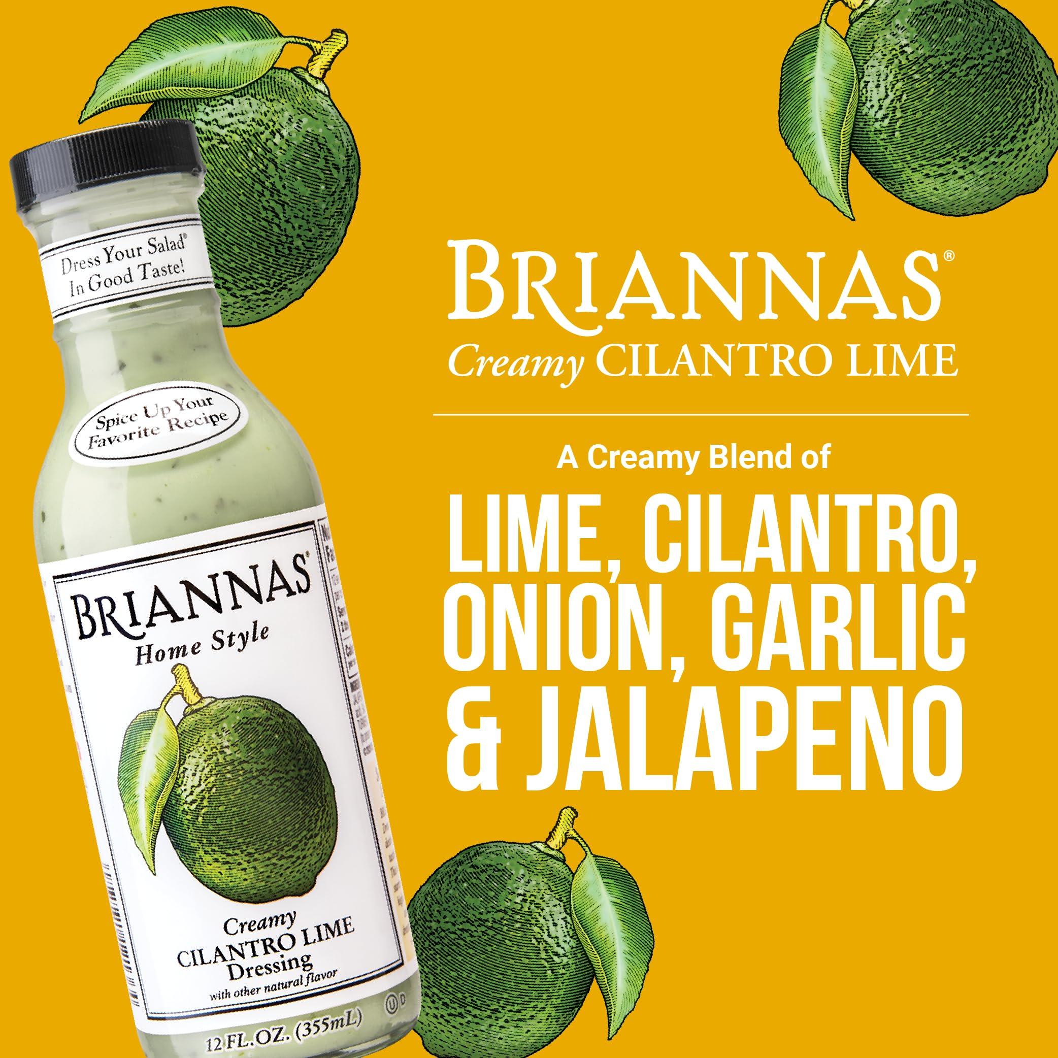 BRIANNAS BRIANNAS - Home Style Creamy Cilantro Lime Dressing Fine Salad Dressing made with Premium Ingredients - Gluten Free, Kosher, & Low Sugar - 12 oz. Bottle