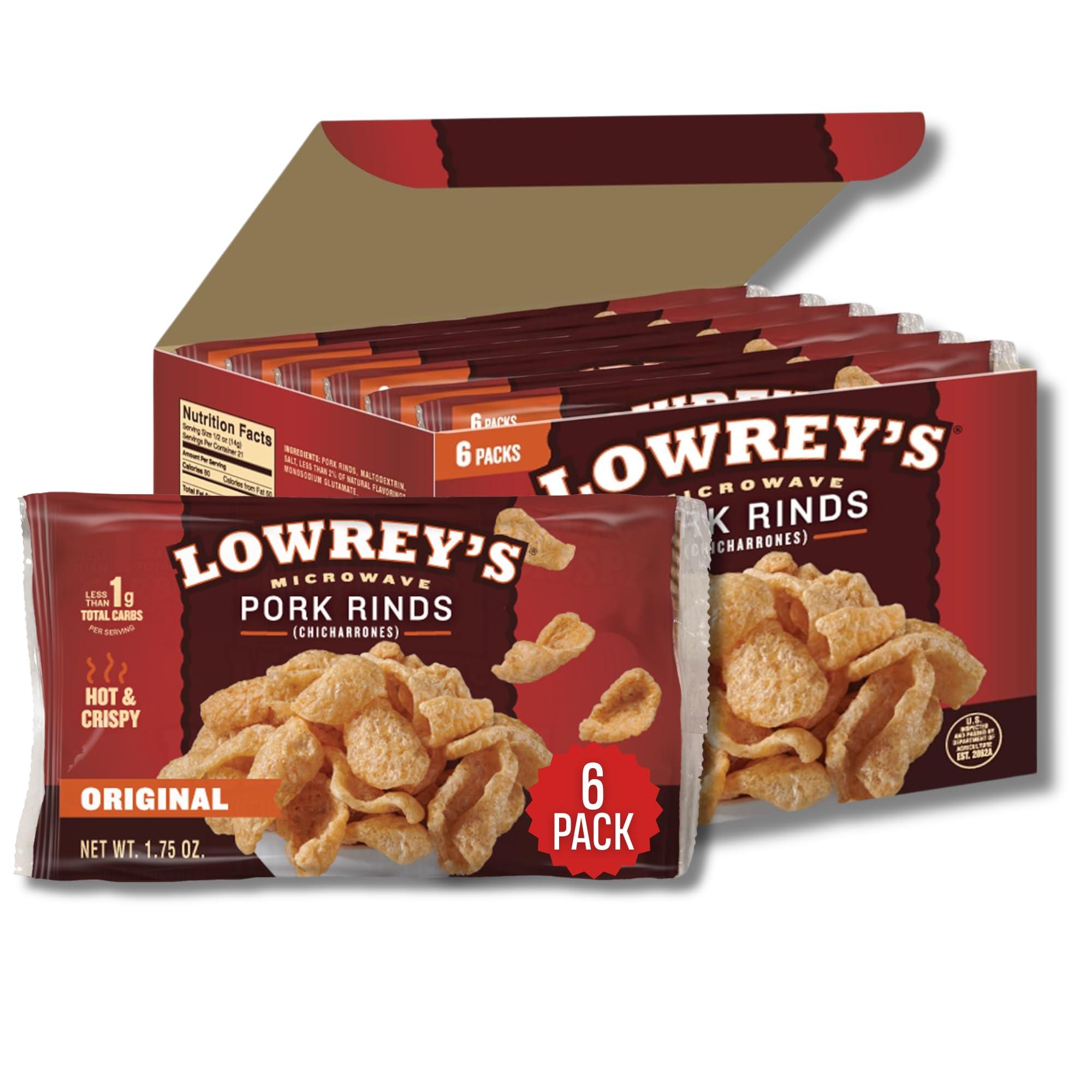 Lowrey's Lowrey's Bacon Curls Microwave Pork Rinds (Chicharrones), Original, 1.75 Ounce (Pack of 6)