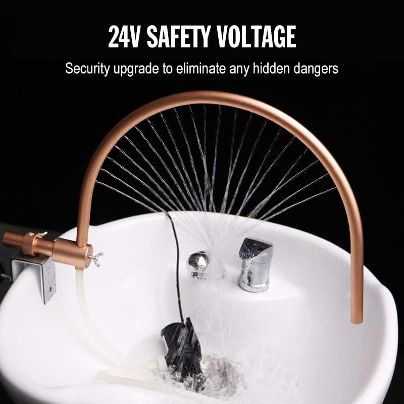 YOYO PLUS Generic Hair Spa Waterfall Portable and removable Water Therapy Waterfall Outlet Ring Adjustable Fits 90% Shampoo Basin Bed For Salon, Gold