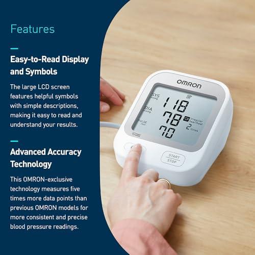 Omron OMRON Silver Upper Arm Blood Pressure Monitor with Large Display, Clinically Validated, Medical Grade, FDA Cleared, FSA/HSA Eligible, Uses OMRON Connect App for Unlimited Free Measurements