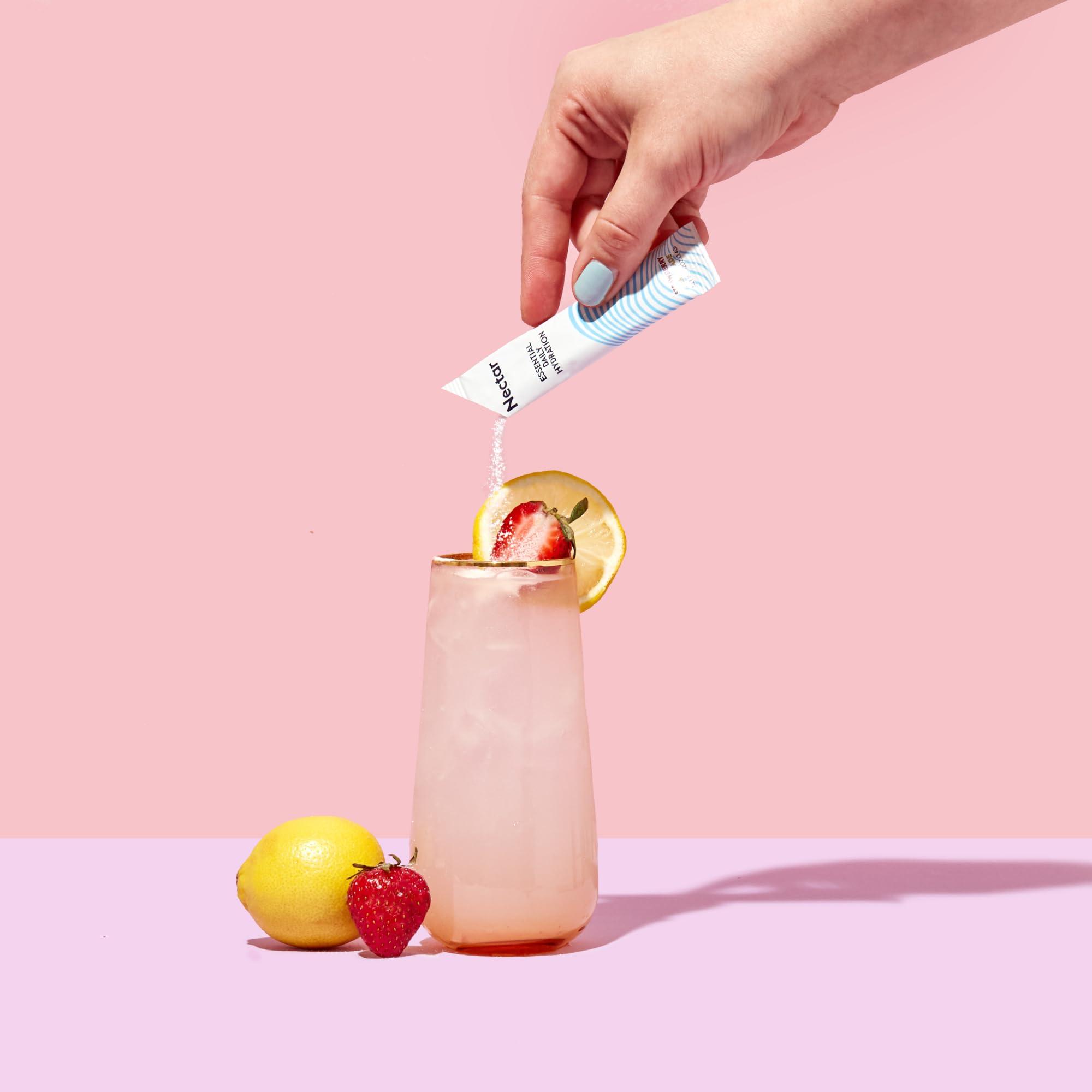 Nectar Nectar Sugar Free Electrolytes Powder - Organic Fruit No Sugar or Calories - Hydration Powder for Dehydration Relief and Rehydration - Keto and Paleo (Strawberry Lemonade 40 Serving Tub)