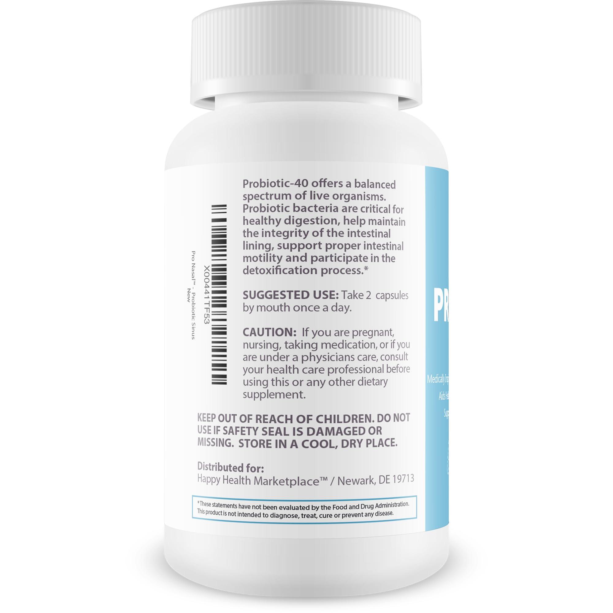 Happy Health Marketplace Pro Nasal - Our Best Sinus Support Supplement - Ear Nose Throat Probiotics - Sinus Probiotic for Natural Sinus Support - Oral Probiotics for Mouth Bad Breath - Dry Mouth Probiotic - Probiotic Sinus