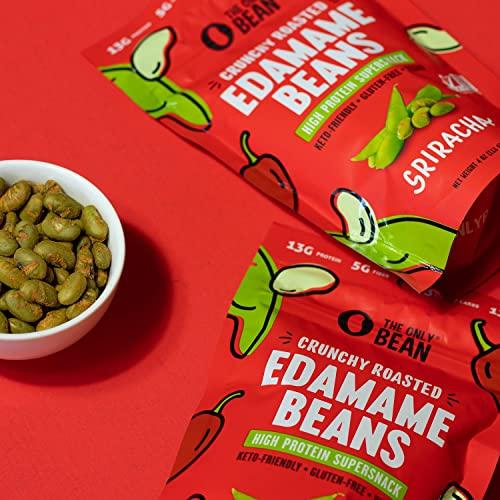 The Only Bean The Only Bean Crunchy Roasted Edamame Snack (Sriracha), High Protein Snacks (13g) Healthy Protein Chips, Keto Friendly Food (2g Net), Plant-Based Vegan Snacks, Office Snacks, Spicy Snack, 4oz (3 Pack)