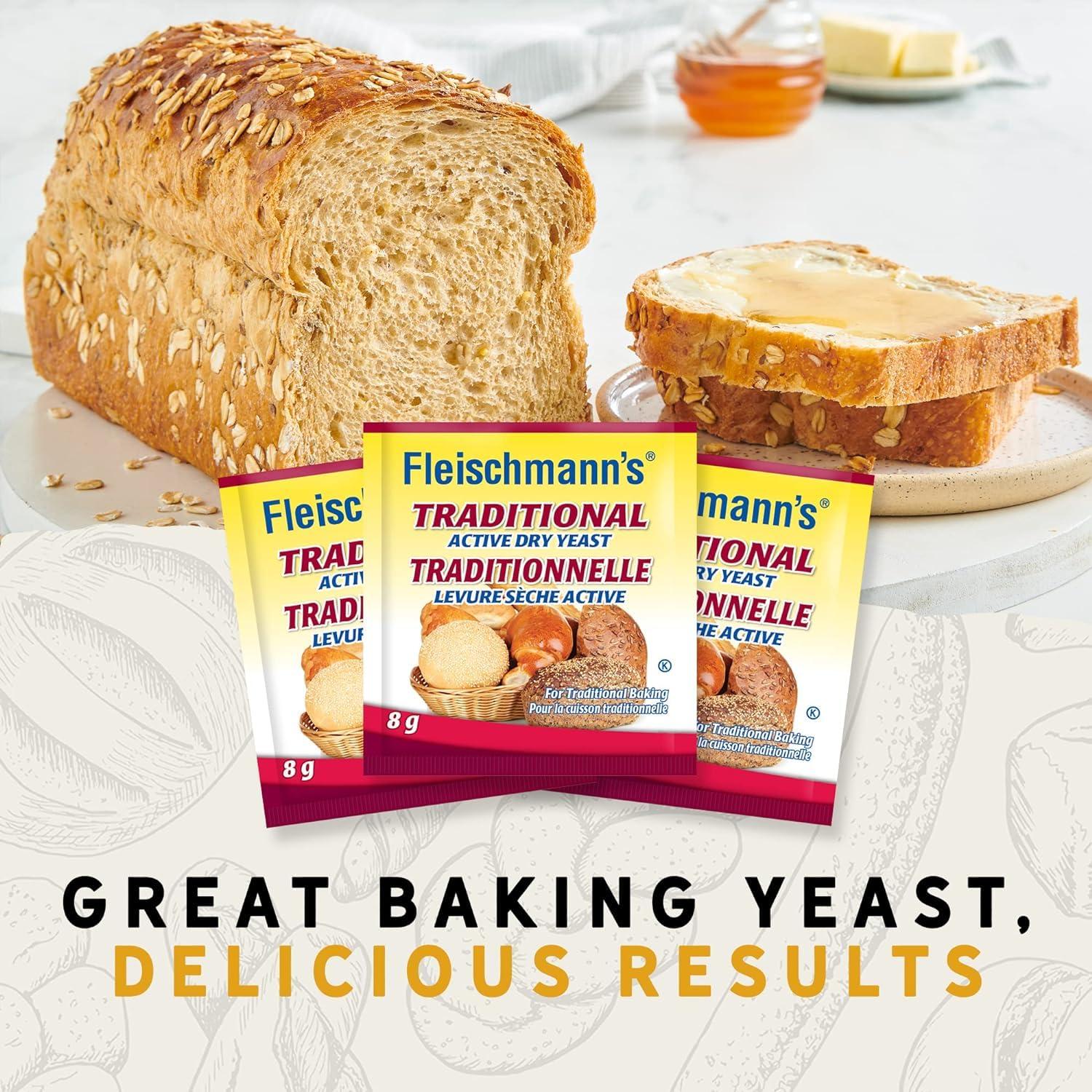 Generic Generic Fleischmanns Traditional Active Dry Yeast, Traditional Yeast, 3 sachets x 8g, 24g/0.8 oz (Pack of 6) Shipped from Canada