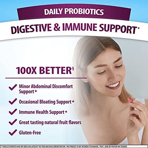 Digestive Advantage Digestive Advantage Probiotic Gummies for Digestive Health, Daily Probiotics for Women & Men, Support for Occasional Bloating, Minor Abdominal Discomfort & Gut Health, 2x90ct Bottles Superfruit