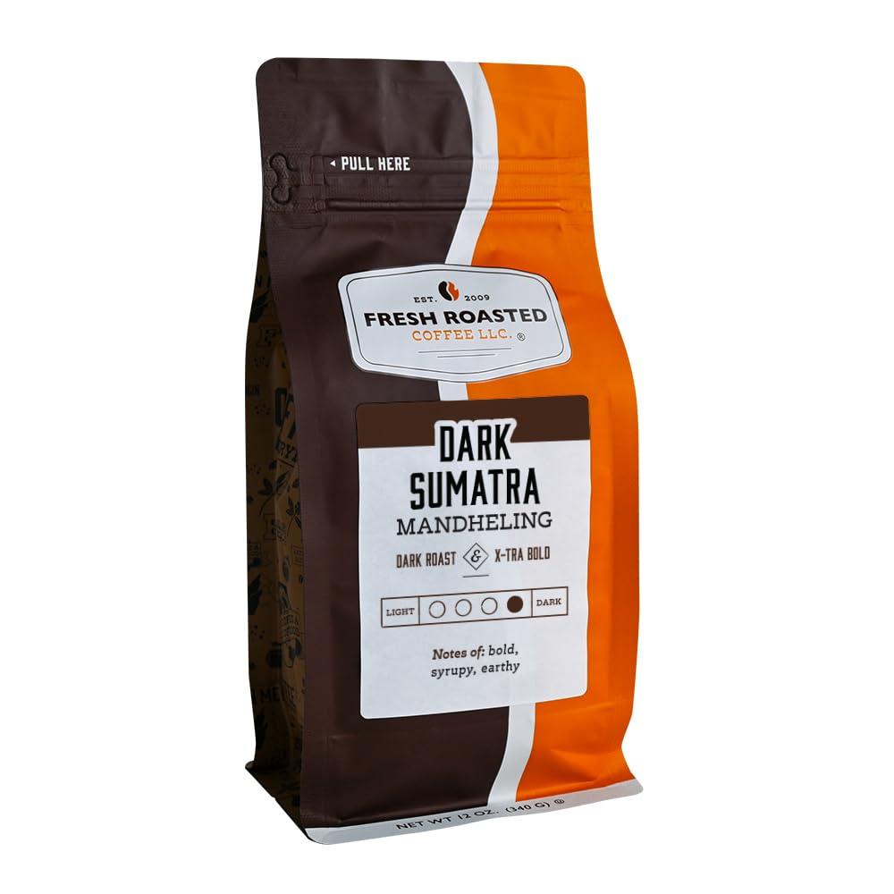 Fresh Roasted Coffee Fresh Roasted Coffee,100% Dark Sumatra Mandheling | 12 oz | Single Origin | Dark Roast | Kosher | Ground