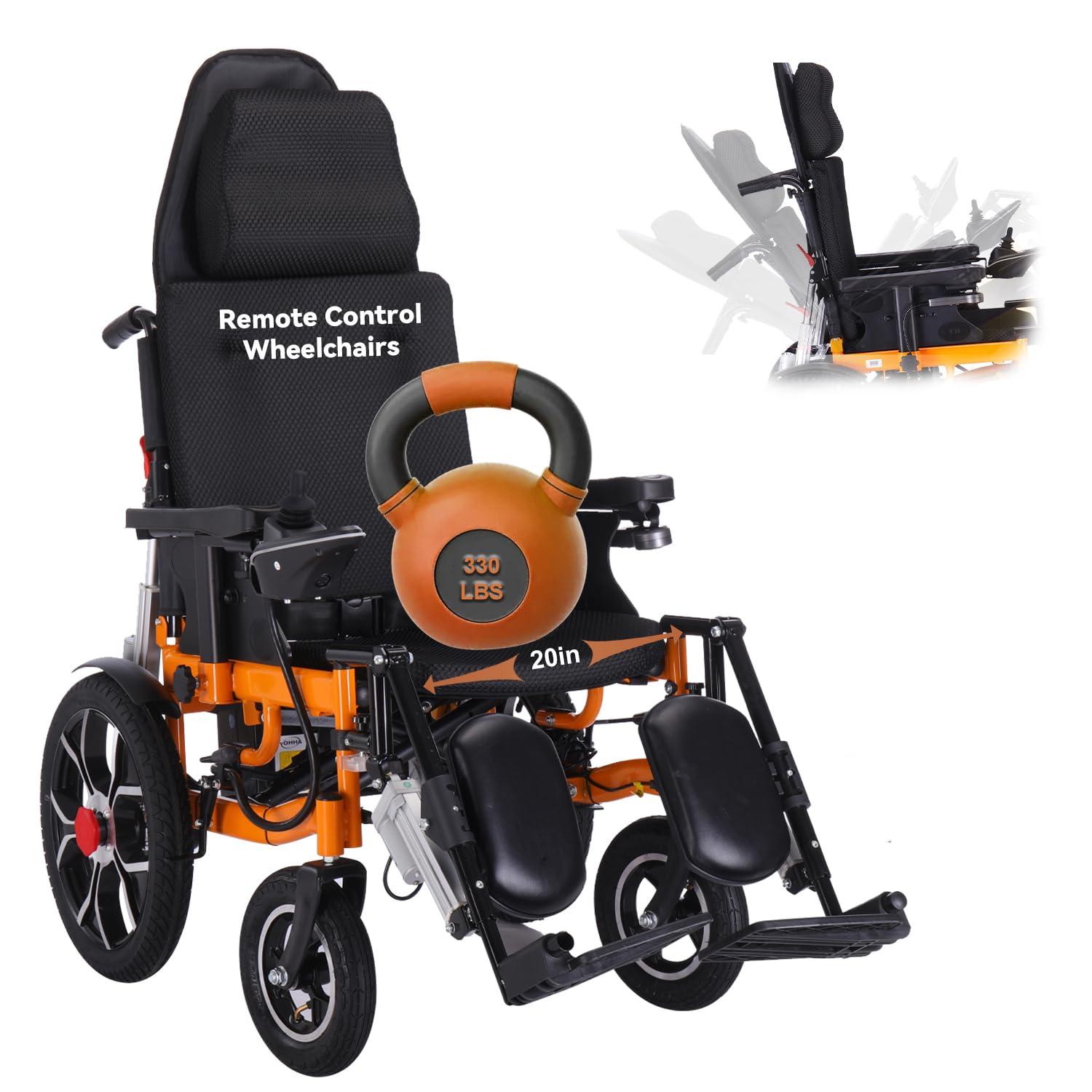 LKATOR Lightweight Electric Wheelchairs for Adults,Reclining Electric Wheelchair,20 Miles All Terrain Power Wheelchair,Foldable Intelligent Motorized Wheelchair for Seniors,Remote Control Mobility Aids