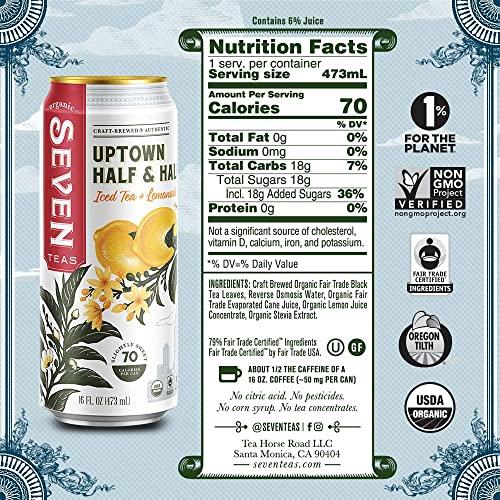 SevenTeas SevenTeas Uptown Half & Half Iced Tea and Lemonade, 16 OZ (Pack of 12 Cans), Organic Iced Tea