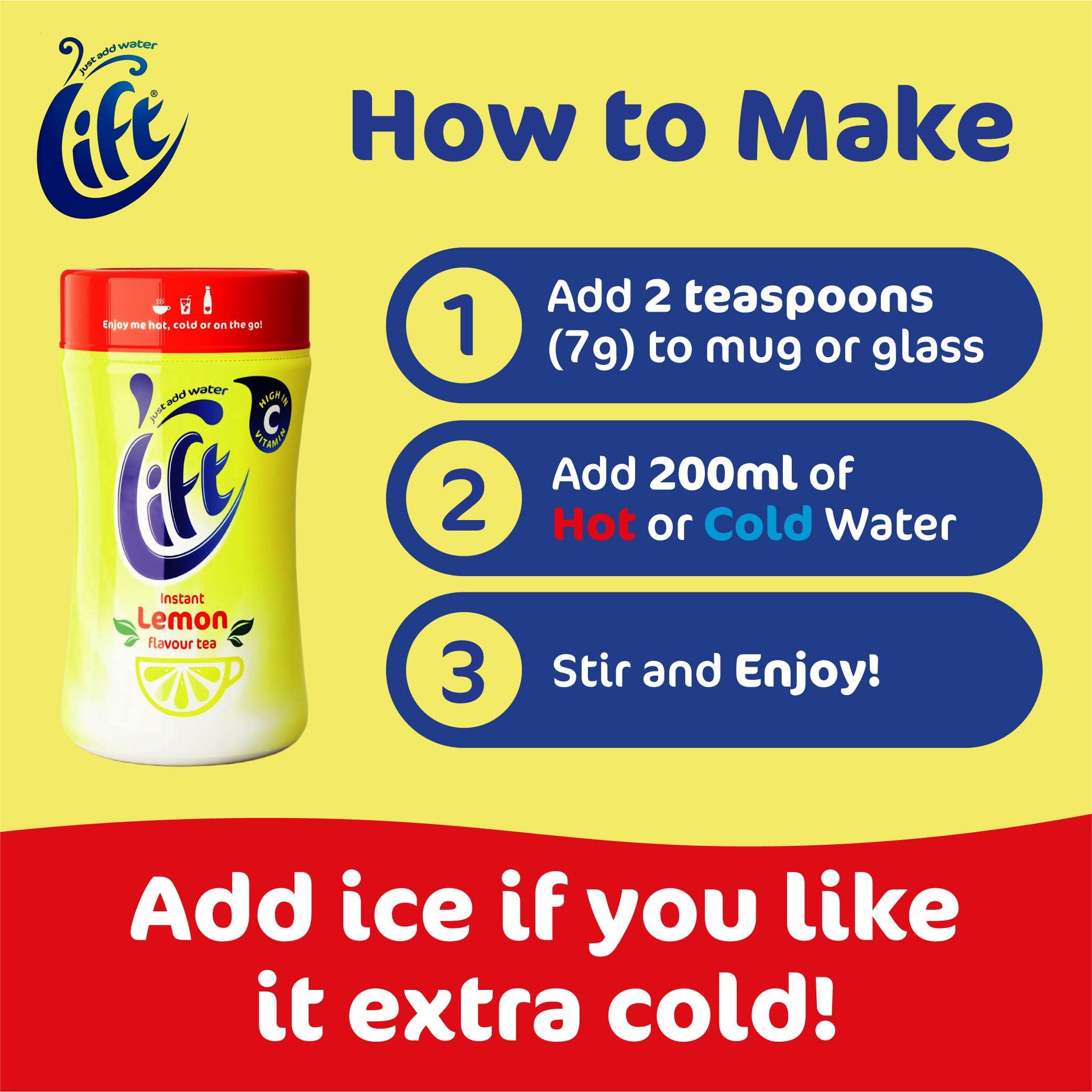 Lift Instant Lemon Flavour Tea Original Lift Instant Lemon Flavour Tea Imported From The UK England Give Yourself An Instant Lift With The Tangy Refreshment Of A Delicious Lemon Flavour Tea Drink It Hot Or Cold For A Unique Taste