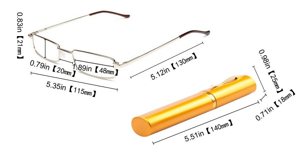 SOOLALA SOOLALA Mens Womens Lightweight Compact Reader Reading Glasses Reader w/Pen Clip Tube Case, Yellow, +1.0x
