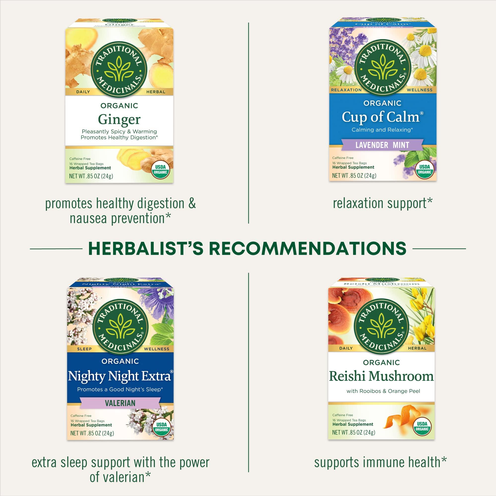 Traditional Medicinals Traditional Medicinals - Organic Lemon Balm Herbal Tea (6 Pack) - Stress Relief & Supports Digestion - 96 Tea Bags Total