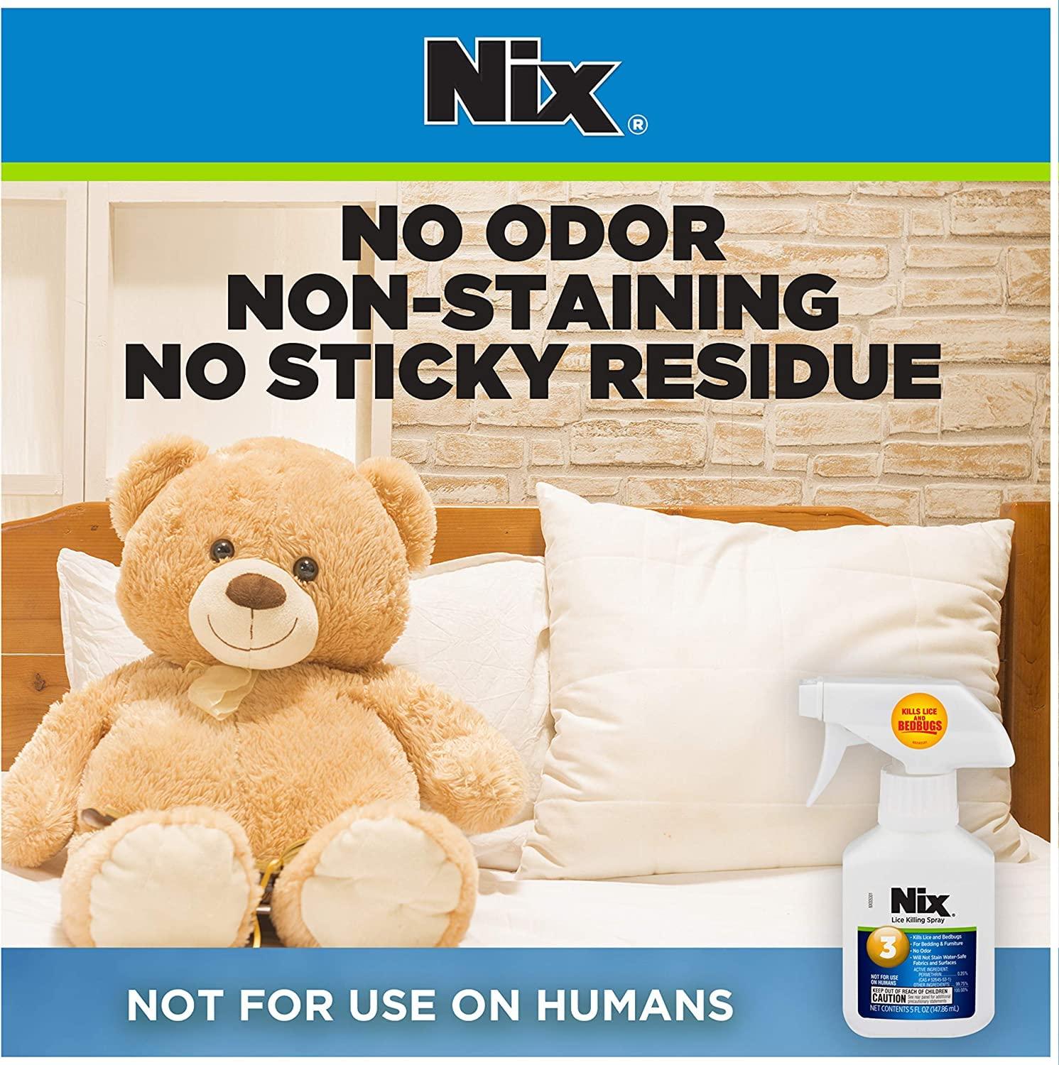 Nix Nix Lice & Bed Bug Killing Spray for Home, Bedding & Furniture, 5 fl oz. (Pack of 3)