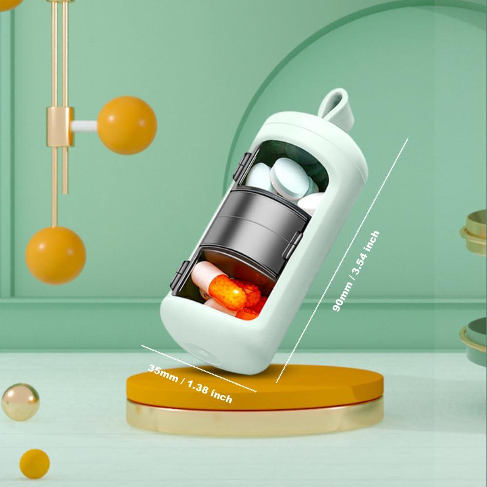 PoChy Daily Pill and Vitamin Container, Portable Pill Box,Travel Pill Organizer, Daily Pill Case Holder to Medication, Supplements, Small Medicine Box Prefect as a Gift, for Office, Trip, Gym