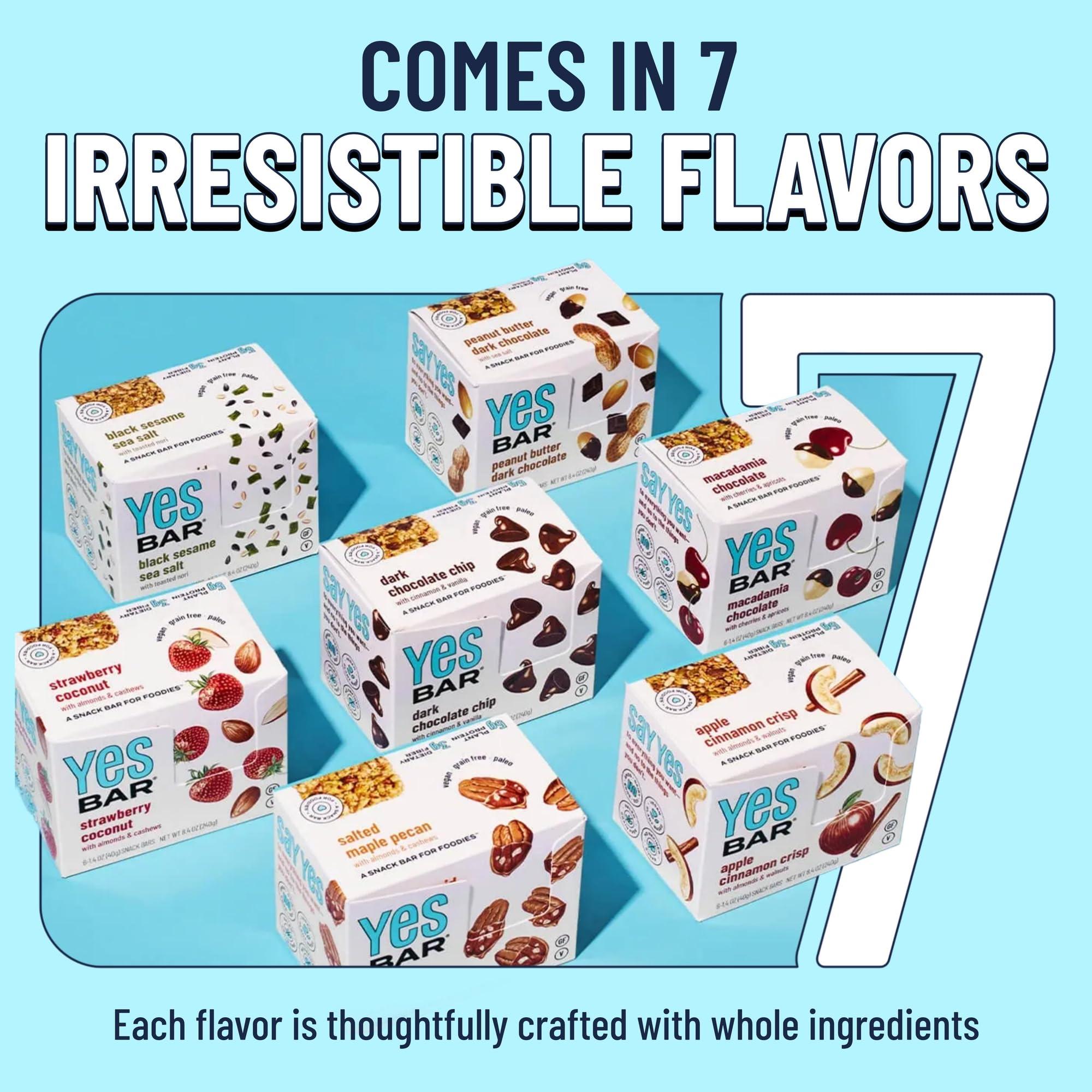 The YES Bar The YES Bar Apple Cinnamon Crisp – Plant Based Protein, Decadent Snack Bar – Vegan, Paleo, Gluten Free, Dairy Free, Low Sugar, Healthy Snack, Breakfast, Low Carb, Keto Friendly (Pack of 6)