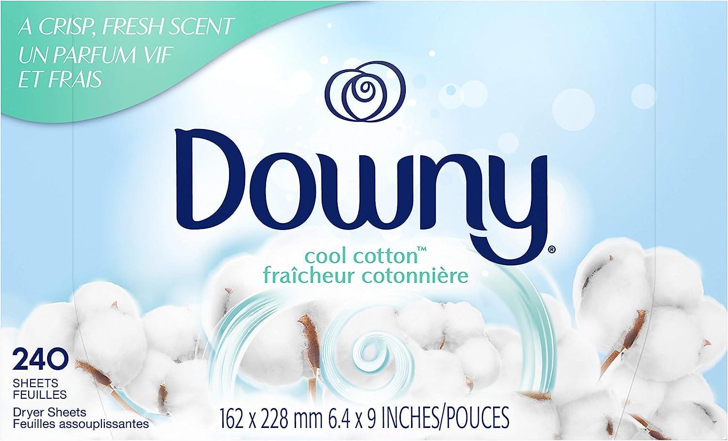 Downy Downy Dryer Sheets Laundry Fabric Softener, Cool Cotton, 240 Count
