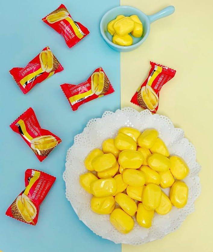 RETBST Durian candy (100g/bag) soft candy, fruit durian candy,Wedding candies,snack food,Gummy Candy, dessert,Sweets,Chinese snack gift, dim sum,Instant food (2bags)