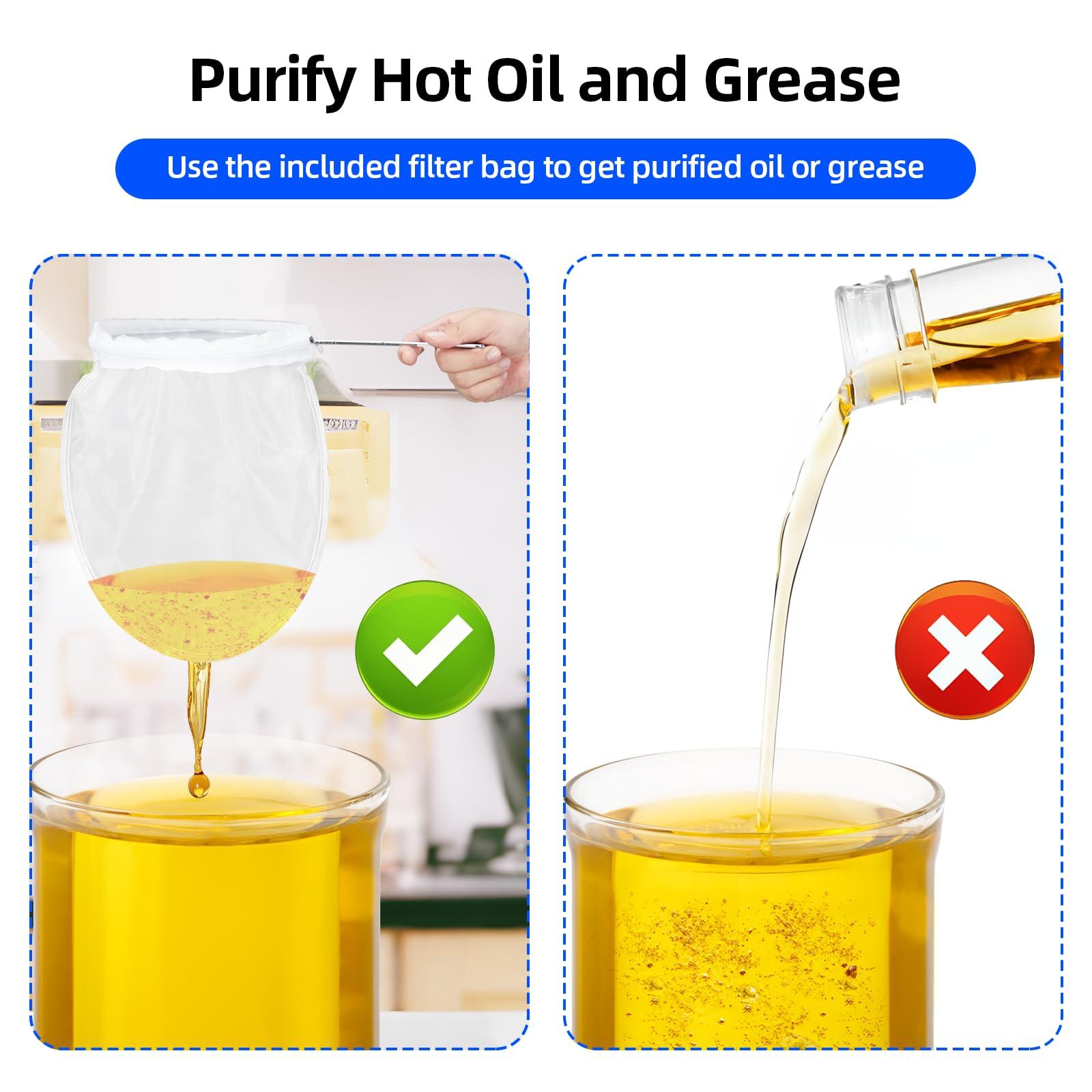 CuisinAid Fryer Grease Bucket 10 Gal, Oil Disposal Caddy, Steel Fryer Oil Transport Container with Rust-Proof Coating, Grease Can with Lid & Lock Clips & Filter Bag for Cooking Oil Filtering