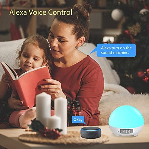 PANAMALAR Panamalar Smart Sound Machine 2 in 1 WiFi White Noise Machine with Night Light 16 Million Colors for Baby Adults Kids, 34 Soothing Sound Sleeping Maker with Baby Cry Detection/Alexa/App/Dimming/Timer