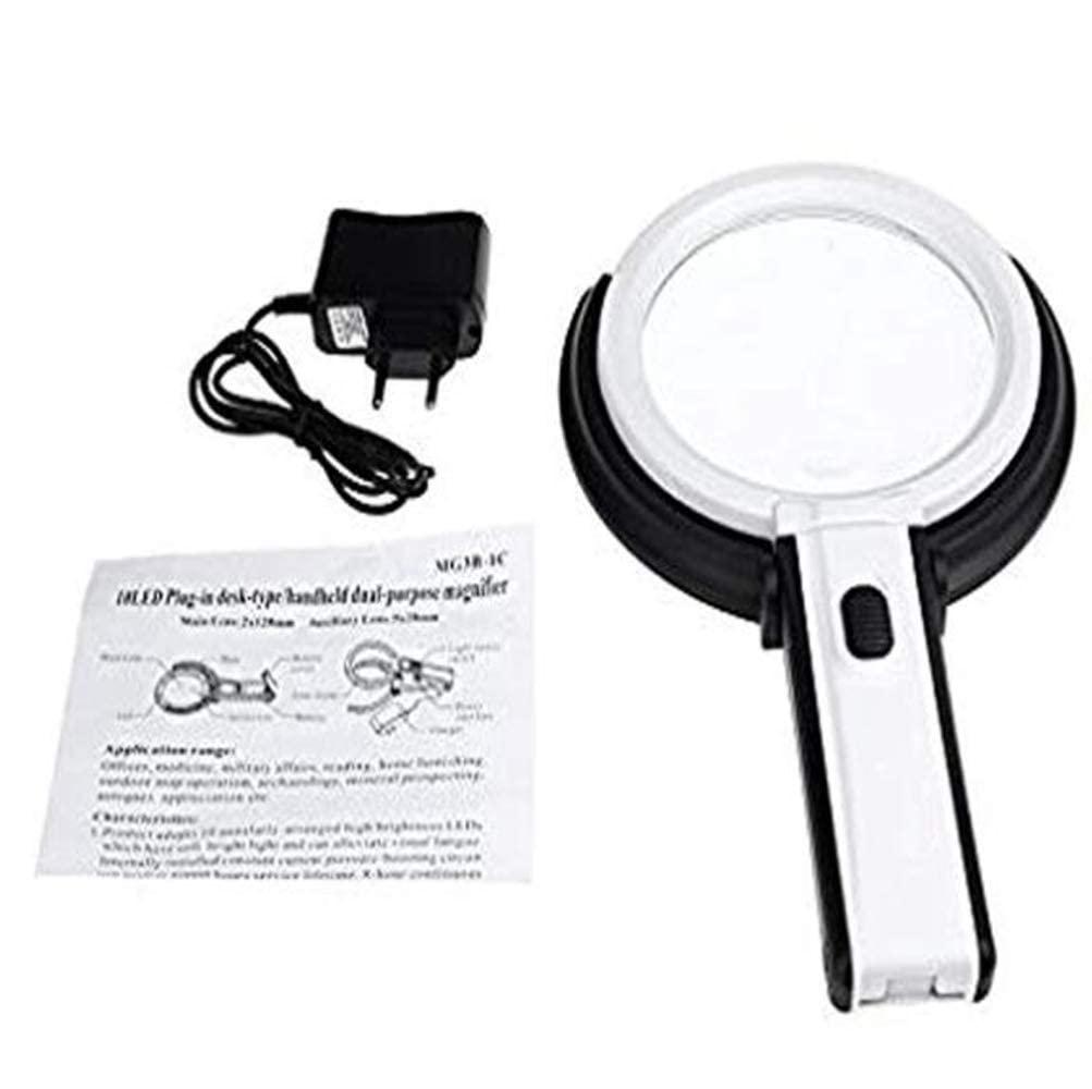 Generic Magnifier, 2X 5X Large Magnifying Glass Stand - Magnifier Lamp Work Light Mounting Bracket Hands Free Magnifying Lamp Folding Design with 12 Energy Saving Led Lights - for Reading