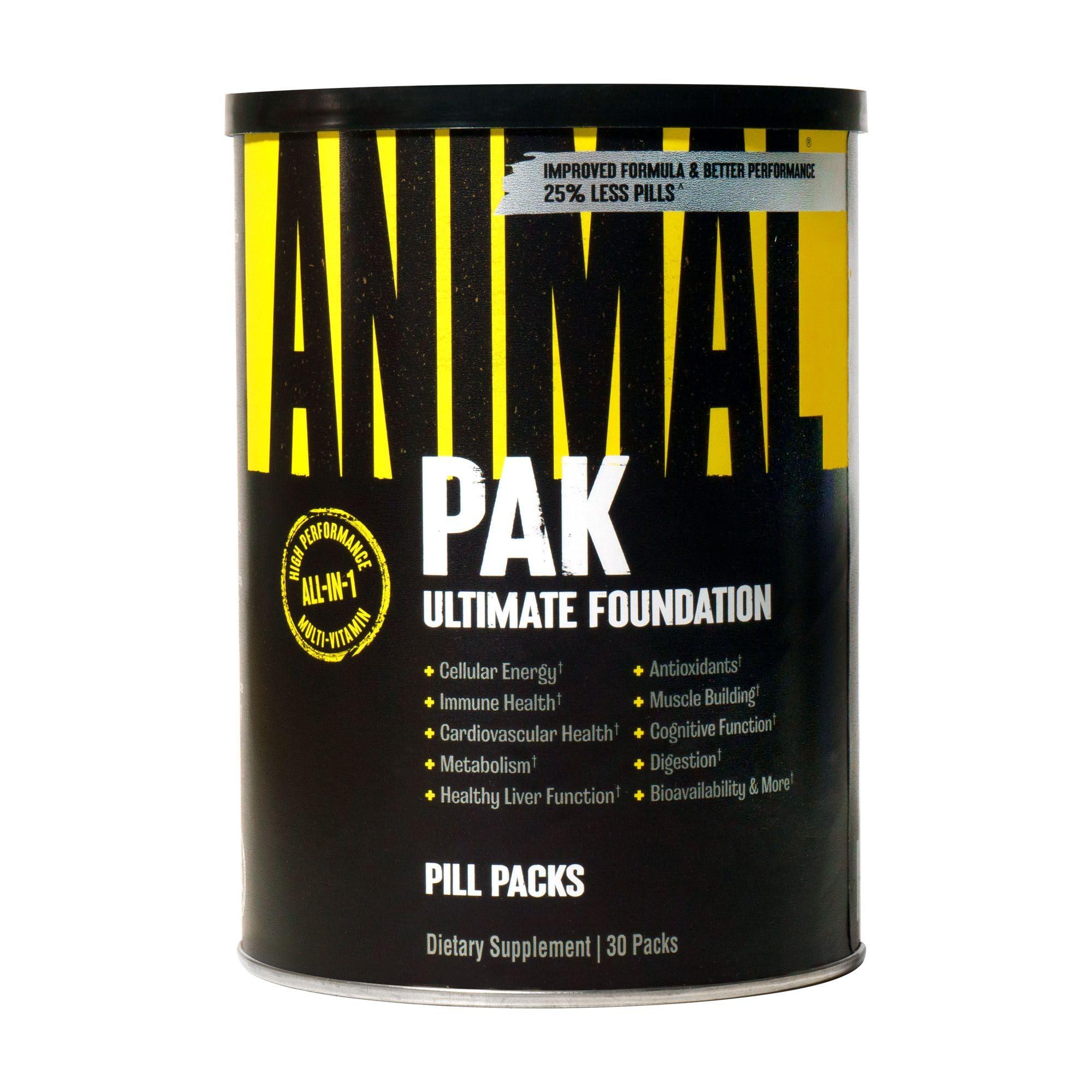 Animal Animal Pak - Convenient All-in-One Vitamin & Supplement Pack - Zinc, Vitamins C, B, D, Amino Acids & Greens Pak - Chlorophyll, Spectra, Superfood Whole Food Prebiotic and Probiotic Super Digestion