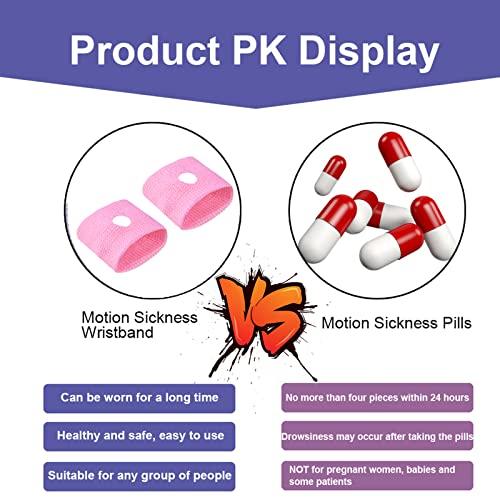 Zingso Zingso Anti Nausea Travel Sickness Wristbands, 2 Pairs Motion Sickness Bands for Kids & Adults Natural Acupressure Nausea Relief Wristbands for Car Sea Flying Trip (Pink+Pink)