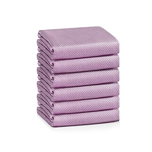 VPMURUGA Easy Clean Fish Scale Nanoscale Cleaning Cloth,Streak Free Microfiber Glass Cleaning Cloths for Window Mirrors Windshields,Lint Free Microfiber Polishing Cleaning All-Purpose Towel Pack of 6(Purple)