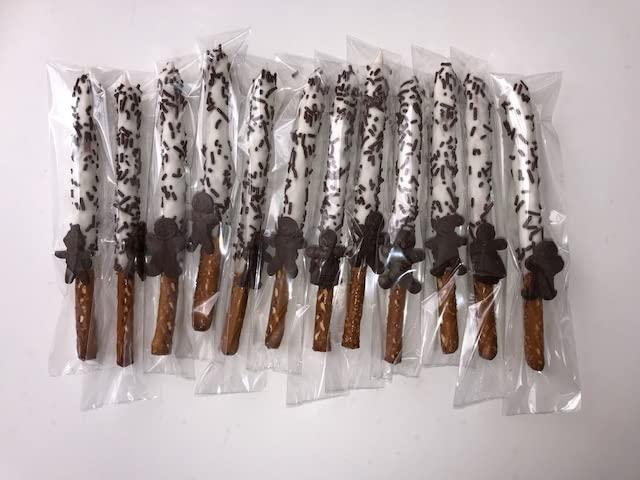 Ronita's bakery LLC Christmas theme chocolate covered pretzel Rods 12 Piece, Ronita's Bakery