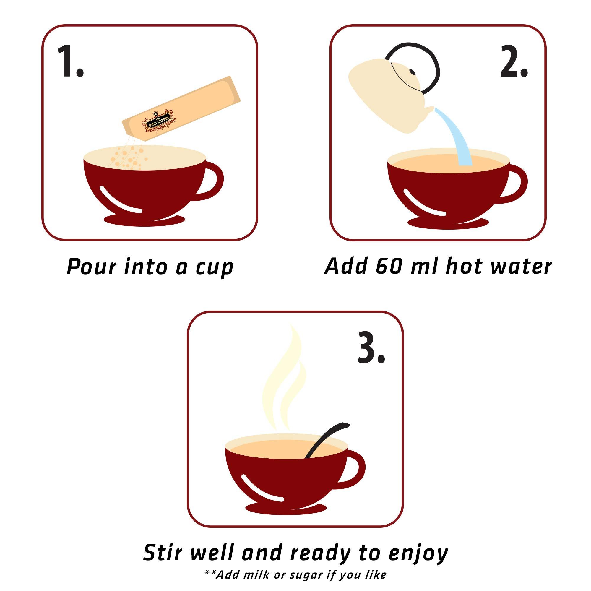 TNI King Coffee King Coffee Espresso Instant Coffee Vietnamese Coffee Arabica Instant Coffee Mix Medium Roast 15 sticks per box x 2.5g - Pack of 2