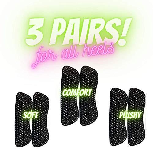 uoopiux (3 Pairs) Silicone Heel Grips for Mens/Womens | Anti-Slip for Inside of Loose Heels, Shoes Too Big | Non-Slippage Gel Heel Grip Liners | Multi-Size No-Slip Inserts | Improve Fit Adhesive (Black)
